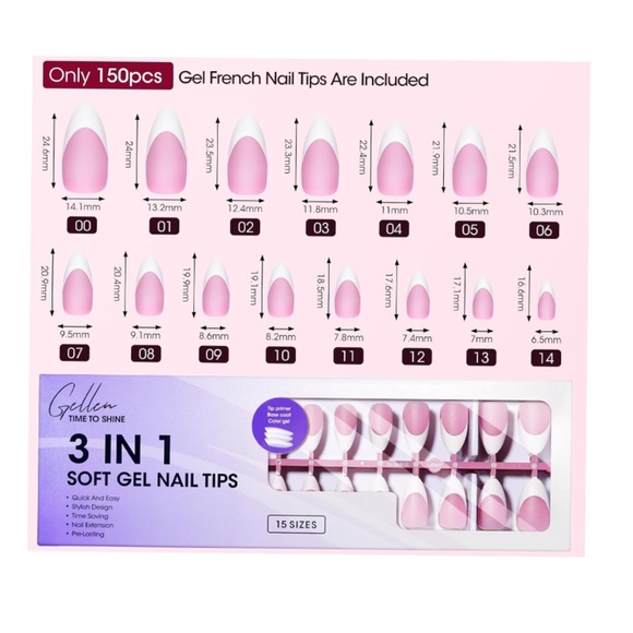 GELLEN 150 Pieces French Tip Almond Nails - Picture 2 of 6